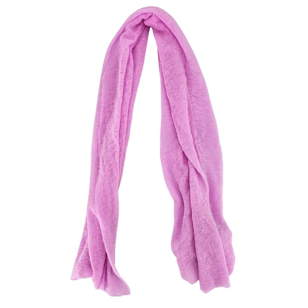 Lavender cashmere scarf with plain weave and fringed ends, small size