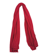 A lightweight, rectangular scarf with soft texture and raw edges, draped to show length and fluidity