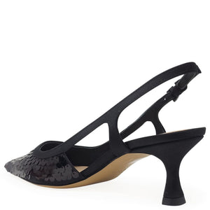Roberto Festa Black Sequence Snip Toe Slingback Heel