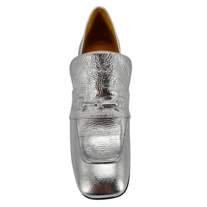 Silver loafer shoe on a white background