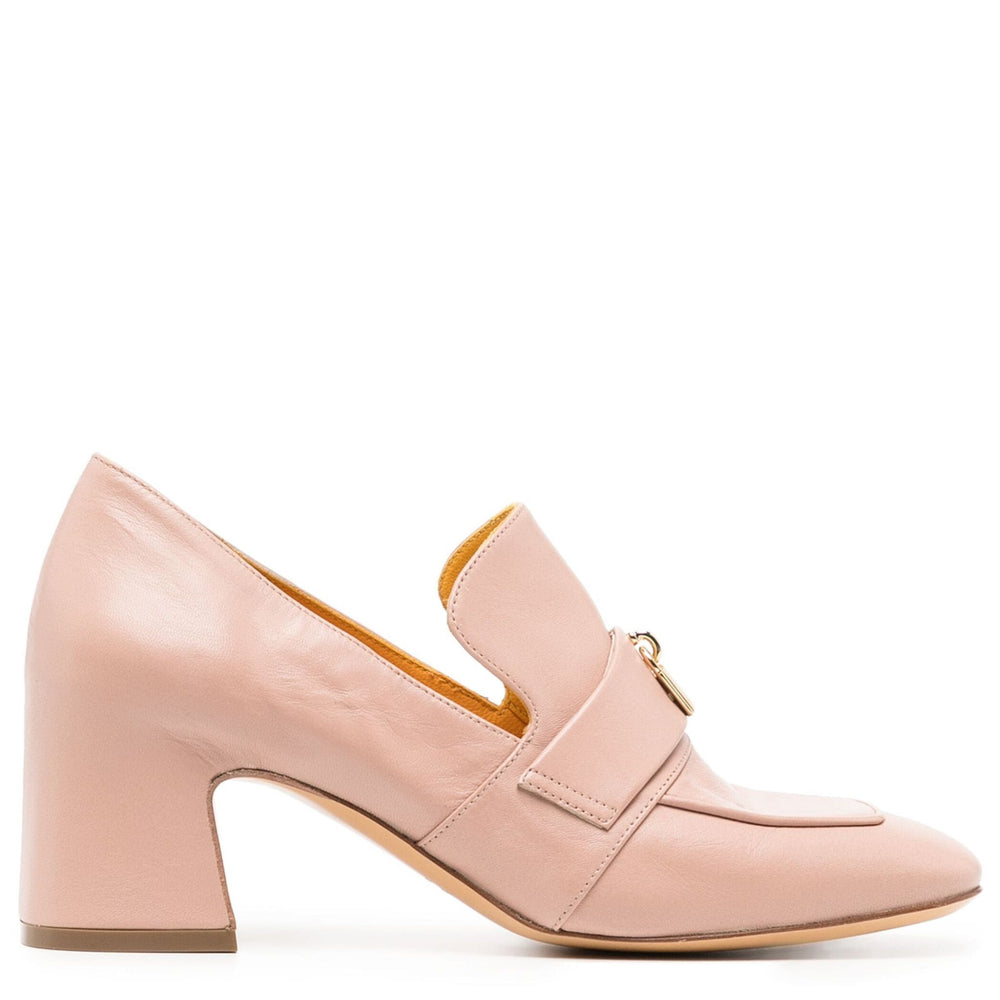 Pink loafer shoe on a white background