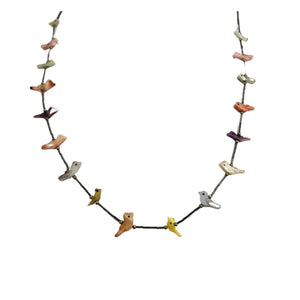 Vintage 1970s Mother of Pearl Fetish Bird Necklace