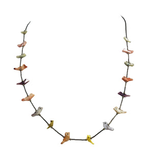 Vintage 1970s Mother of Pearl Fetish Bird Necklace