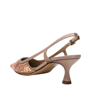 Roberto Festa Gold Sequence Snip Toe Slingback Heel