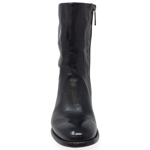 Black leather boot on a white background