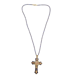 Necklace with a cross pendant on a white background