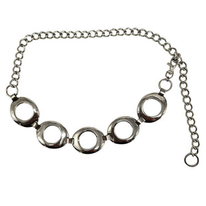 Vintage Chain Belt 5 Circle Link Silvertone 6 Links Big Circles Design Mod Boho