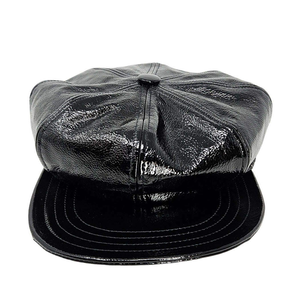 Black leather cap on a white background