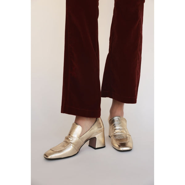 Black Leather Hidden Bit Heel Loafer