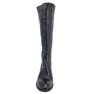 Black knee-high boot on a white background