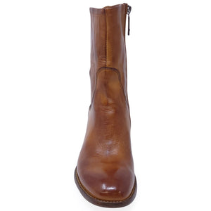 Brown leather boot on a white background