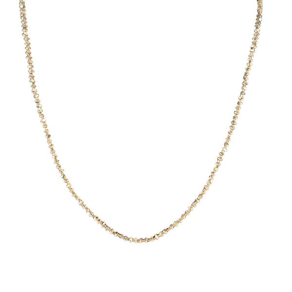 Gold chain necklace on a white background