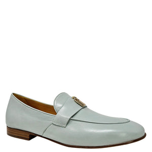 Light blue loafer shoe on a white background