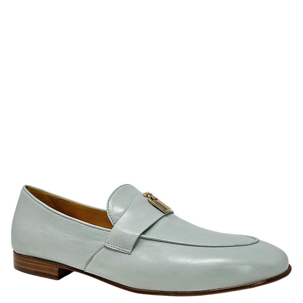 Light blue loafer shoe on a white background
