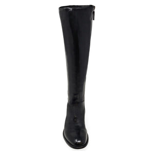 Black knee-high boot on a white background