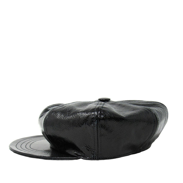 Black leather beret on a white background
