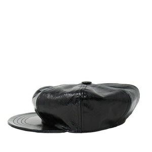Black leather beret on a white background