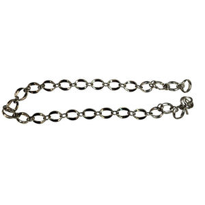 Silver chain belt on a white background