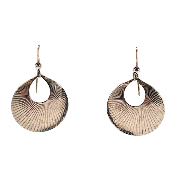 Pair of gold hoop earrings on a white background