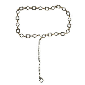 Metallic chain belt on a white background