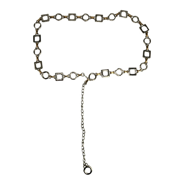 Metallic chain belt on a white background