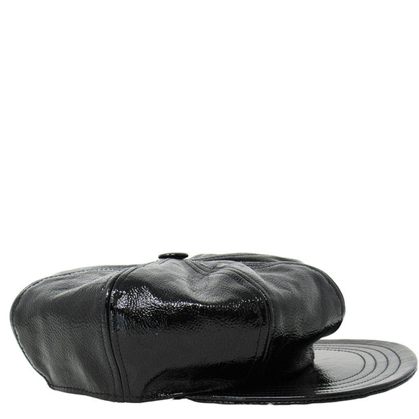 Black leather cap on a white background