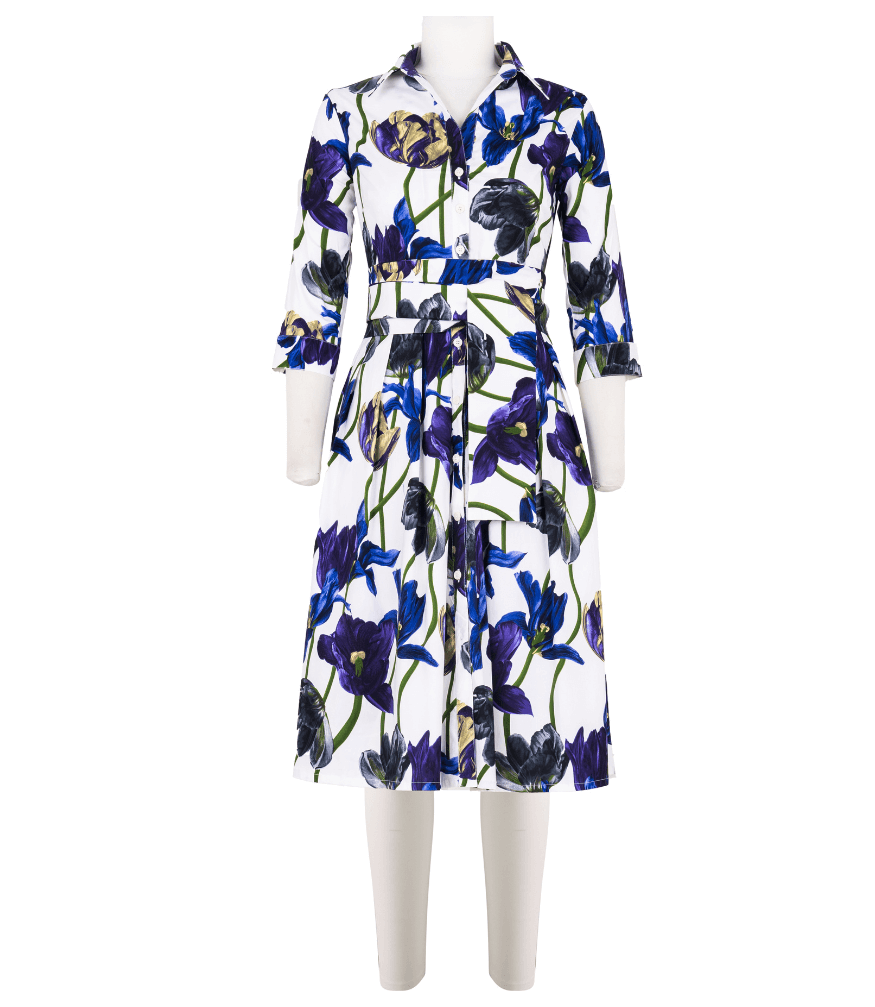 blue and white abstract dress Living It Light Blue Abstract Midi Dress Large