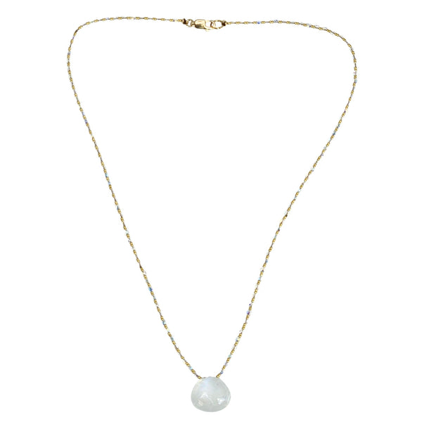 Necklace with a large pearl pendant on a white background