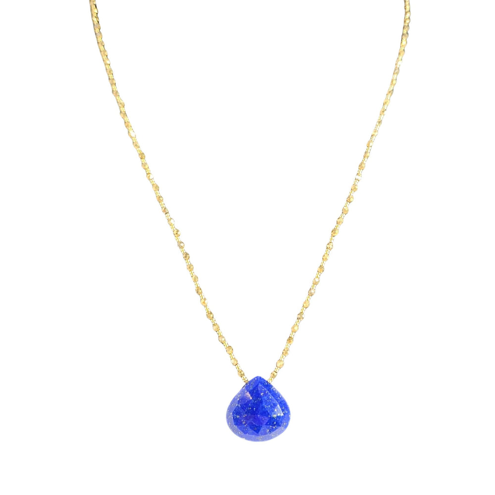 Vintage Lapis Lazuli Teardrop Pendant Link Chain