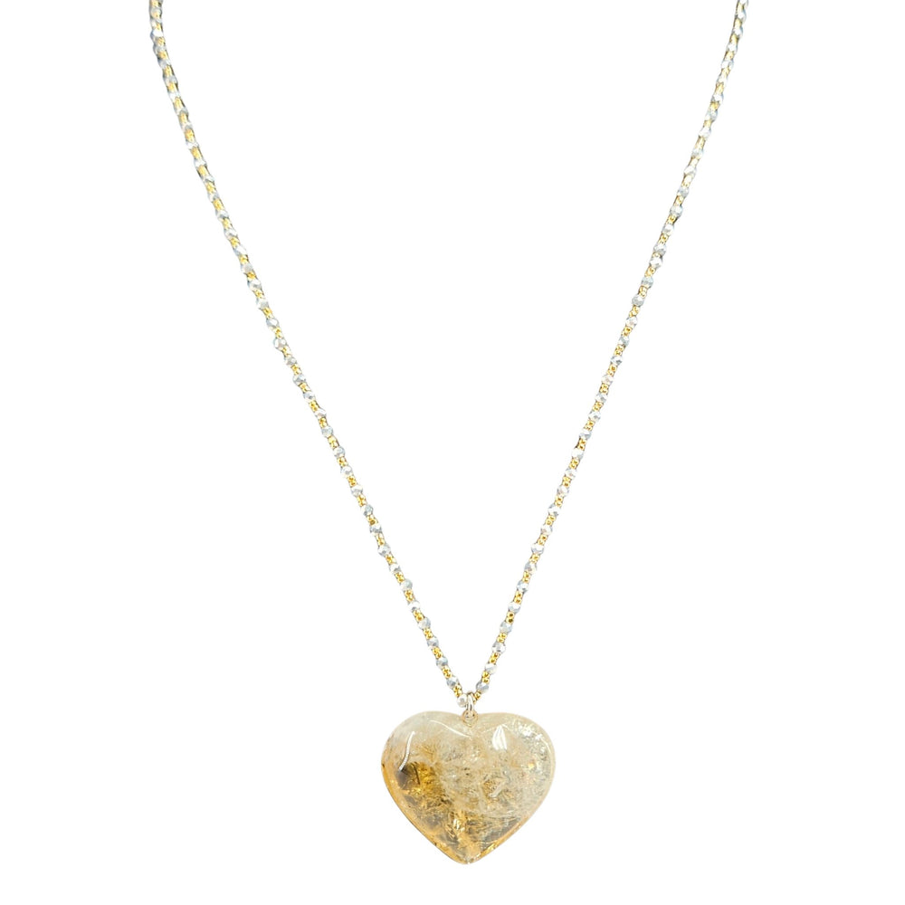 Heart-shaped pendant necklace on a white background