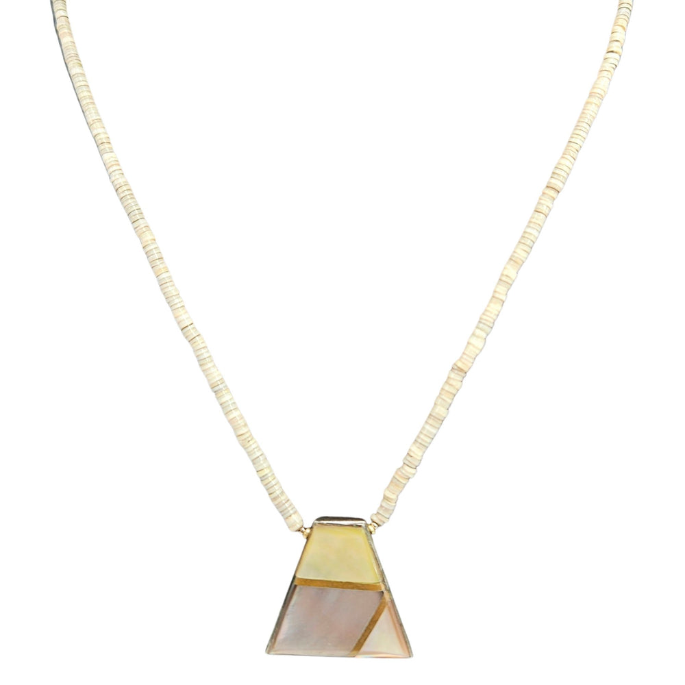 Necklace with a triangular pendant on a white background
