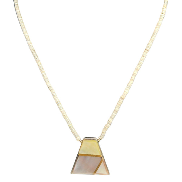 Necklace with a triangular pendant on a white background