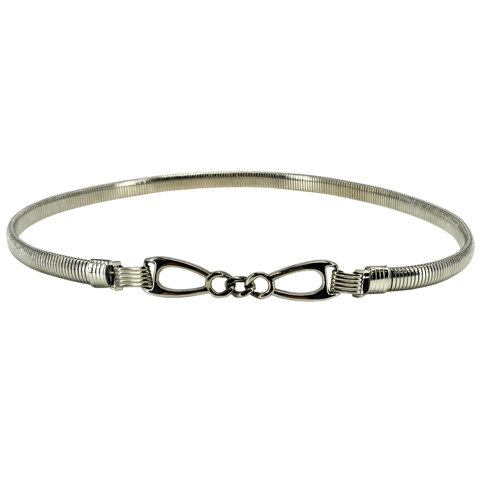 Vintage Silver-Tone Chain Belt with Translucent Lucite Accents