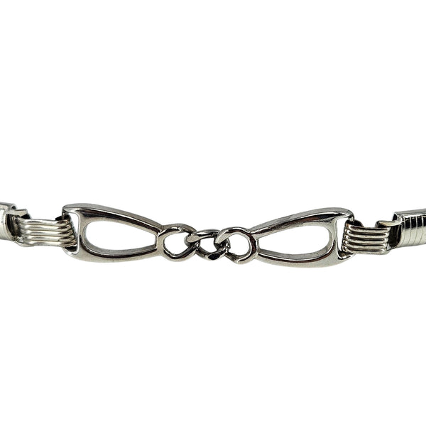 Vintage Silver-Tone Chain Belt with Translucent Lucite Accents