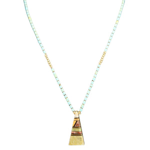 Necklace with a triangular pendant on a white background