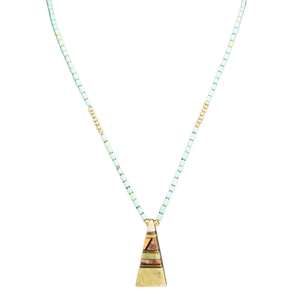 Necklace with a triangular pendant on a white background