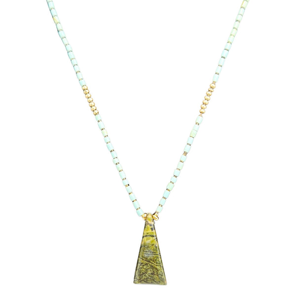 Necklace with a triangular pendant on a white background