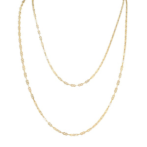 Gold chain necklace on a white background