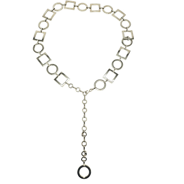 Vintage Silver-Tone Alternating Square & Circle Link Belt