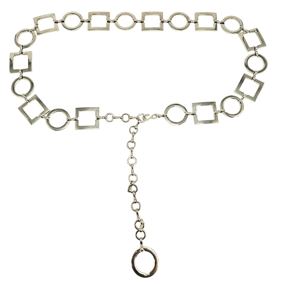 Vintage Silver-Tone Alternating Square & Circle Link Belt