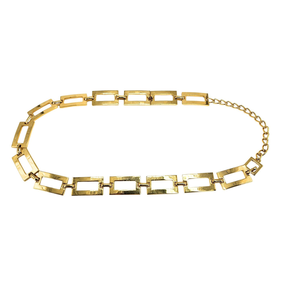 Vintage 1980s High-Shine Goldtone Rectangular Link Belt
