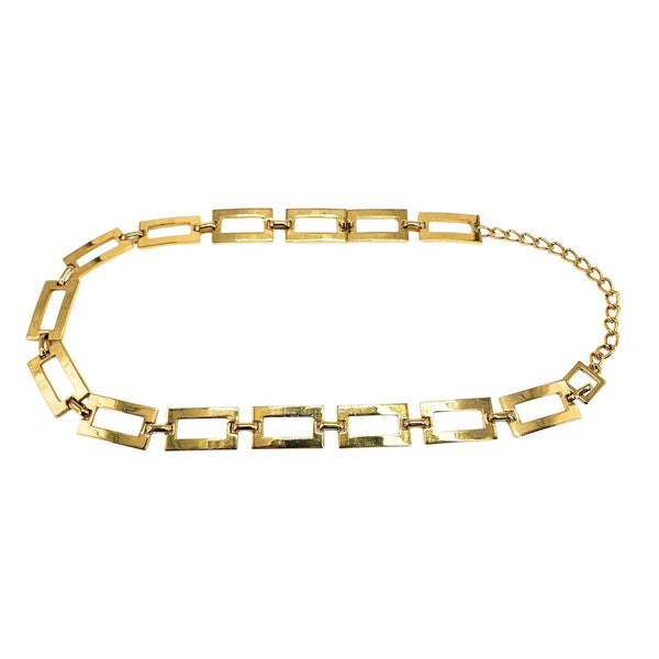 Vintage 1980s High-Shine Goldtone Rectangular Link Belt