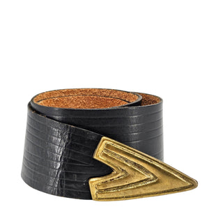 Vintage Leather-Wrapped Buckle Belt