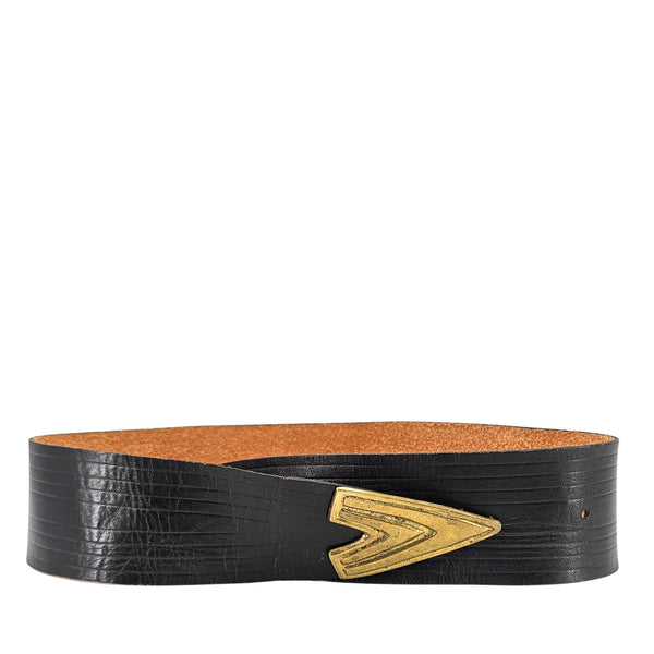 Vintage Leather-Wrapped Buckle Belt