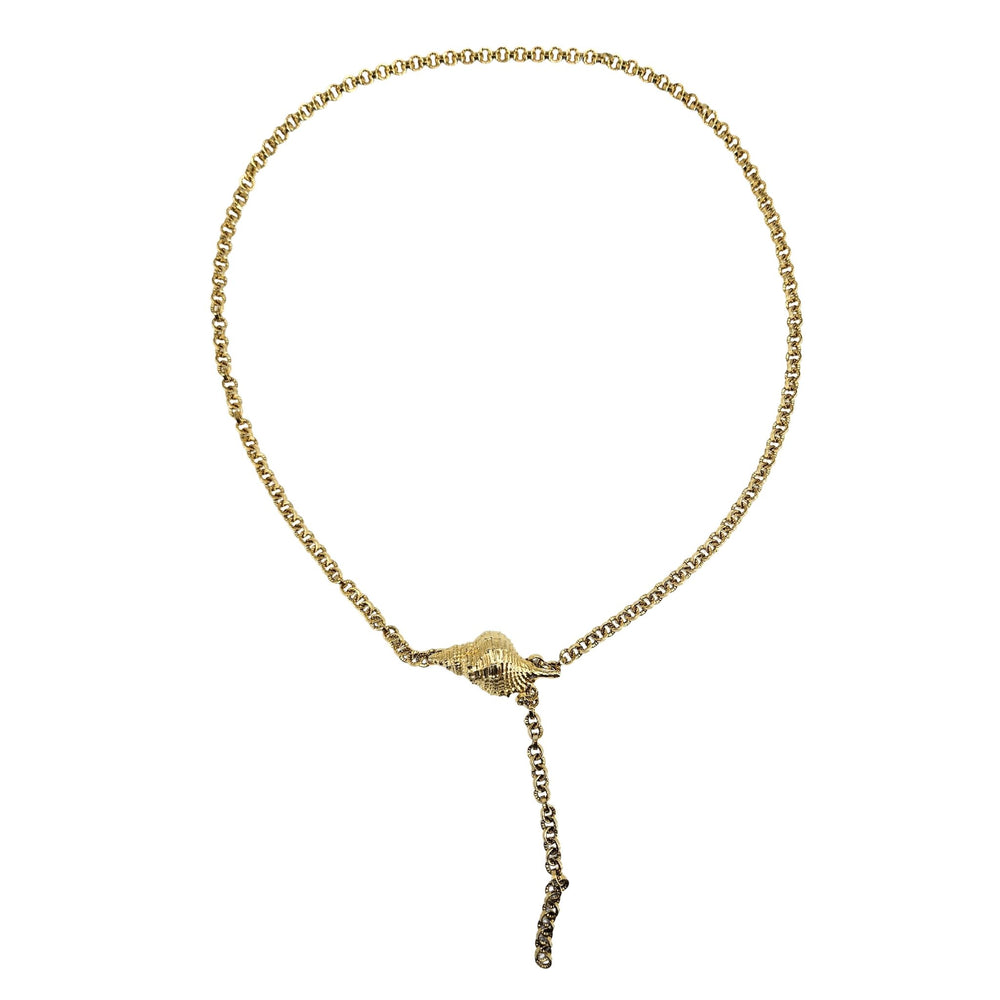 Vintage 1980s Goldtone Snail Chain Belt & Longline Necklace