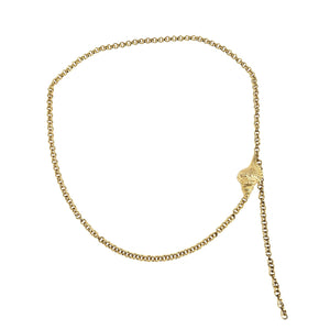 Vintage 1980s Goldtone Snail Chain Belt & Longline Necklace