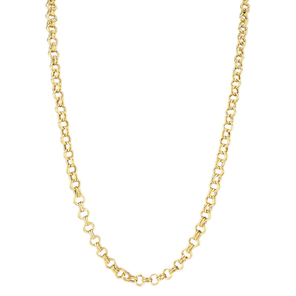 Gold chain necklace on a white background