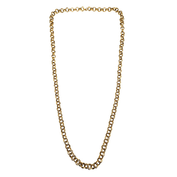 Gold chain necklace on a white background