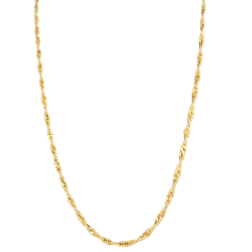 Gold chain necklace on a white background