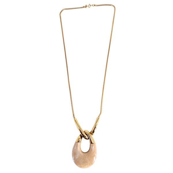 Gold necklace with a pendant on a white background